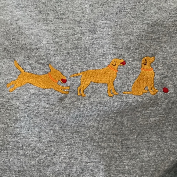 Yellow golden lab with red ball Embroidered Sweatshirt - Picture 3 of 3